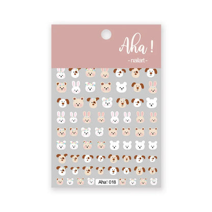 Cute Cartoon Nail Art Stickers Featuring Bears Rabbits Flowers & Pandas