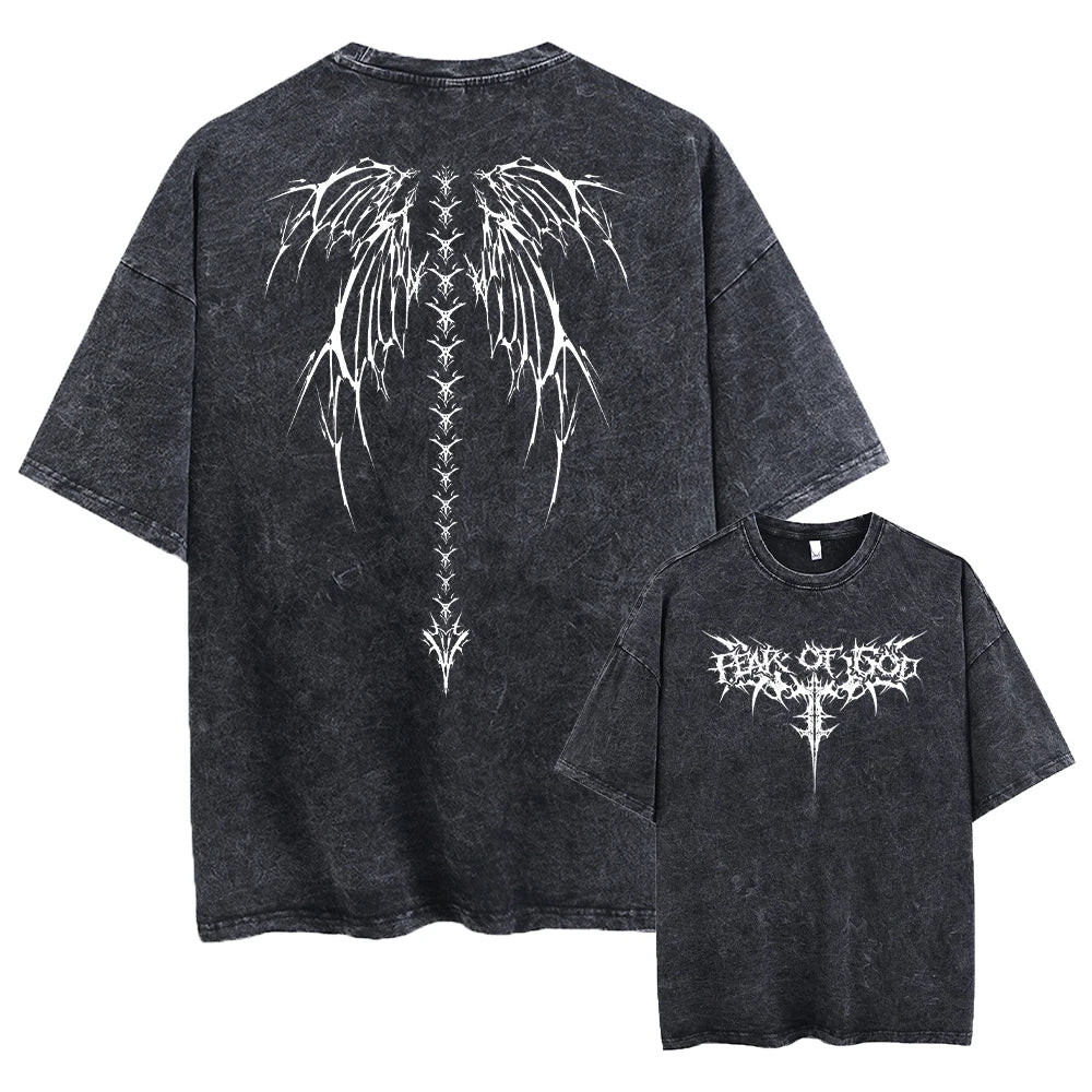 Acid Wash Baggy Tshirt Men Workout Street Fashion Top Streetwear Harajuku