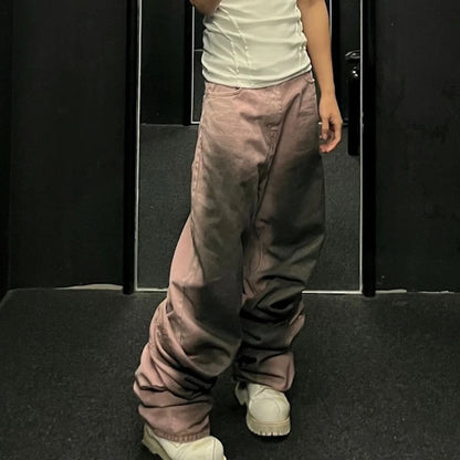 Men High Street Painted Wide-Leg Cargo Jeans