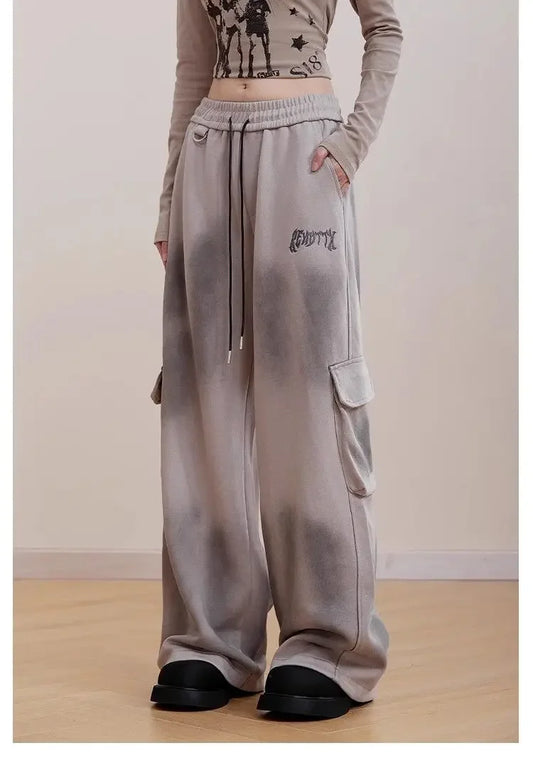 Women's High Street Multi-Pocket Straight Leg Loose Casual Pants