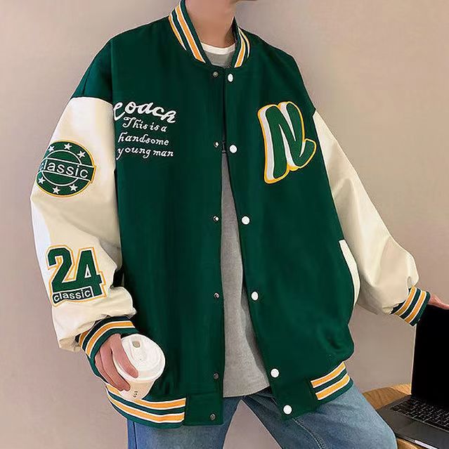 Jacket Casual Retro Print Fashion Baseball Uniform Men Streetwear