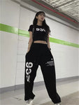 Letter Print Sweatpants Women Kpop Streetwear