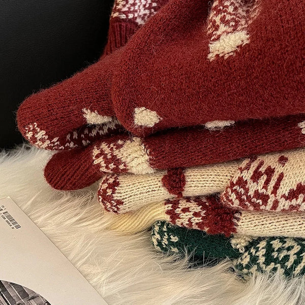 Womens Christmas Tree Sweater Red Pullover Knit Cozy Holiday Casual