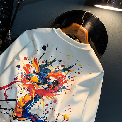 Autumn 2024 Painted Print Men’s Sweater Streetwear Long Sleeve