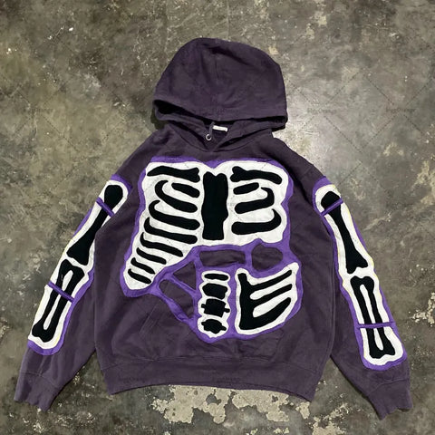 Hip Hop Hoodies Herren Mode Lila Ripped Print