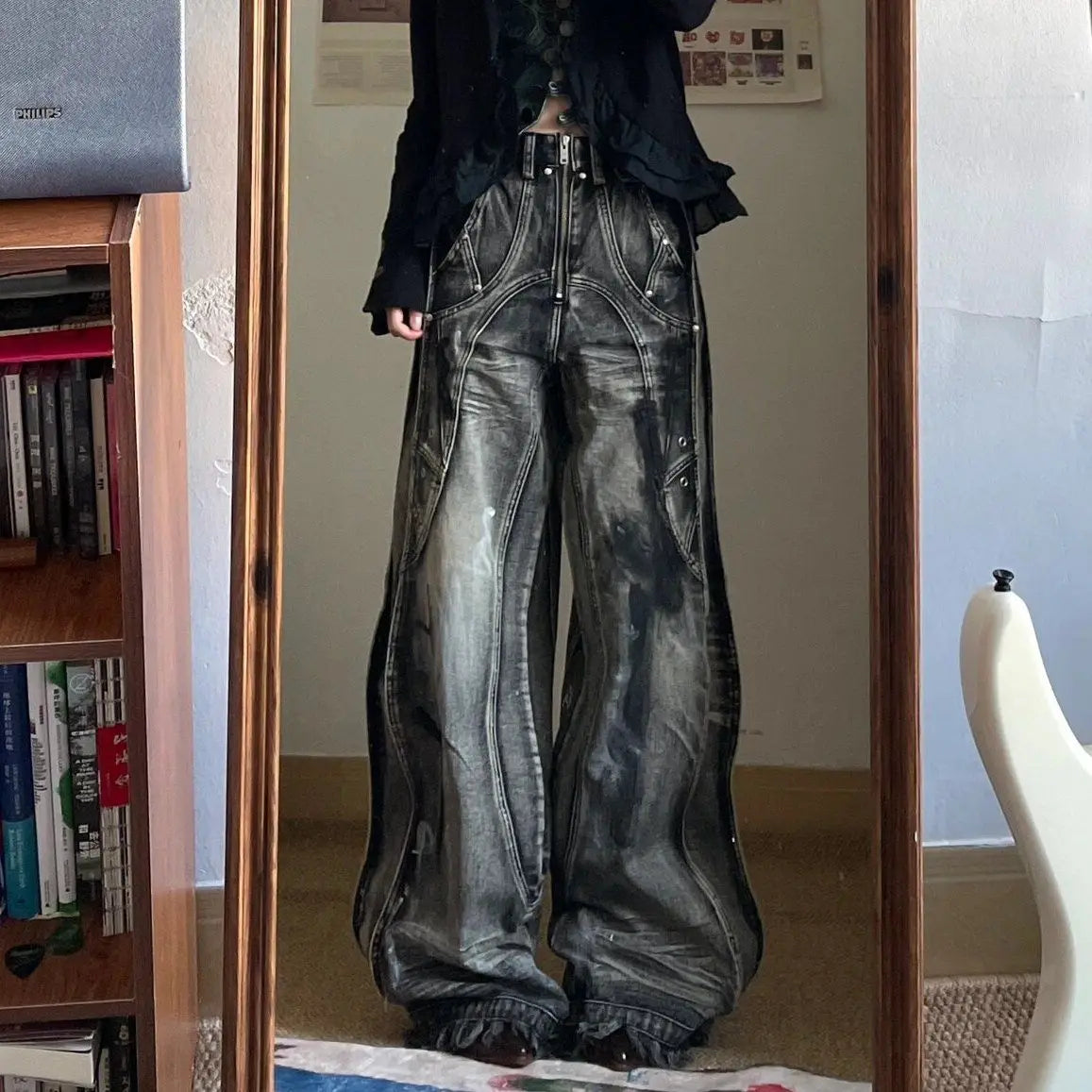 Y2K Grunge Baggy Jeans with Pockets for Women