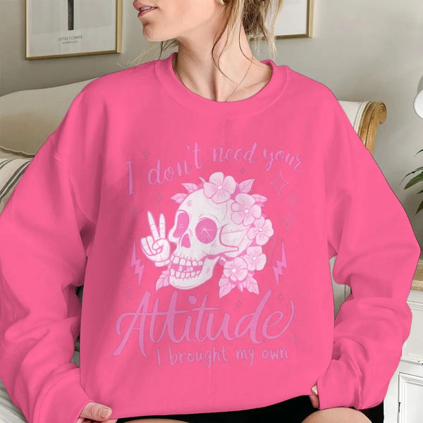 Funny Skeleton Hoodie Sarcastic ‘I Don’t Need Your Attitude’ Sweatshirt for Fall