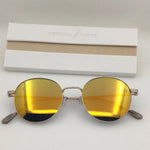 Womens Gold Polarized Round Sunglasses