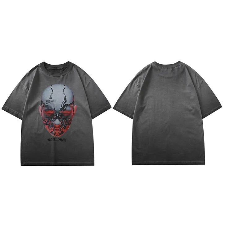 Men Hip Hop Oversized T-Shirt AI Robot Graphic