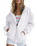 Autumn Winter Zipper Cardigan Hooded Sweatshirt Women