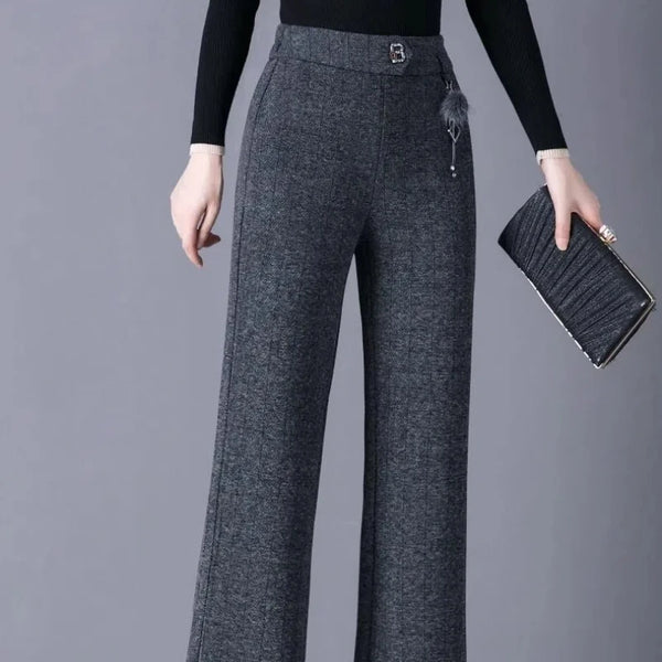 Womens Fleece Lined Pants Plus Size Elastic Waist Winter Casual