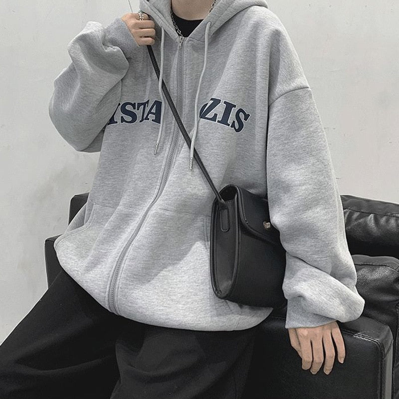 Hooded Oversized Sweatshirt for Men Korean Coat Long Sleeve