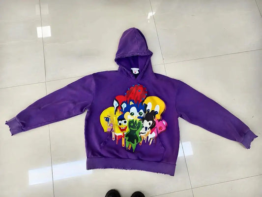 Y2K Retro Gothic Art Print Hoodie Men's Street Hip-Hop Cotton