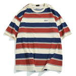 Main Striped Couples T-shirts For Men Loose Contrast