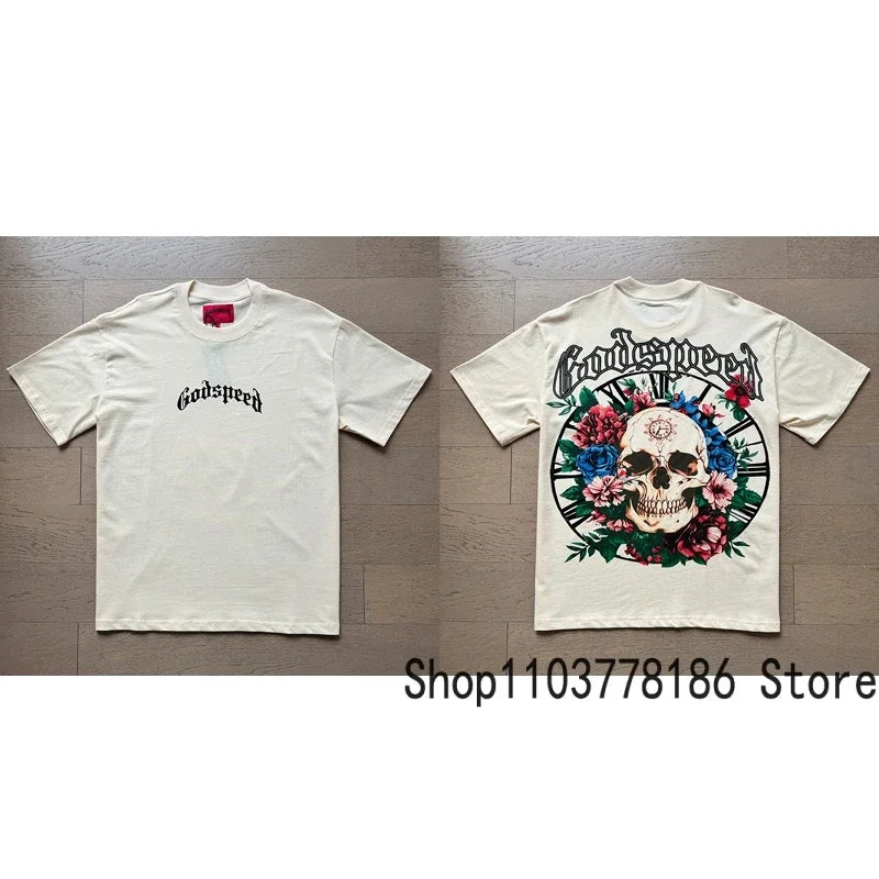 White Godspeed Tee Unisex Classic Holiday Scenery Print T-Shirt