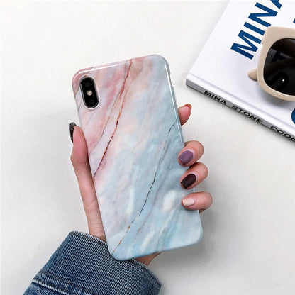 Marble case on For Coque iPhone Max Silicone Soft