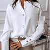 White Long Sleeve Blouse Women Stand Collar Button Up Shirt 2025