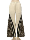 Women's Stripe Patchwork Flare Pants 2025 Leopard Print Trend