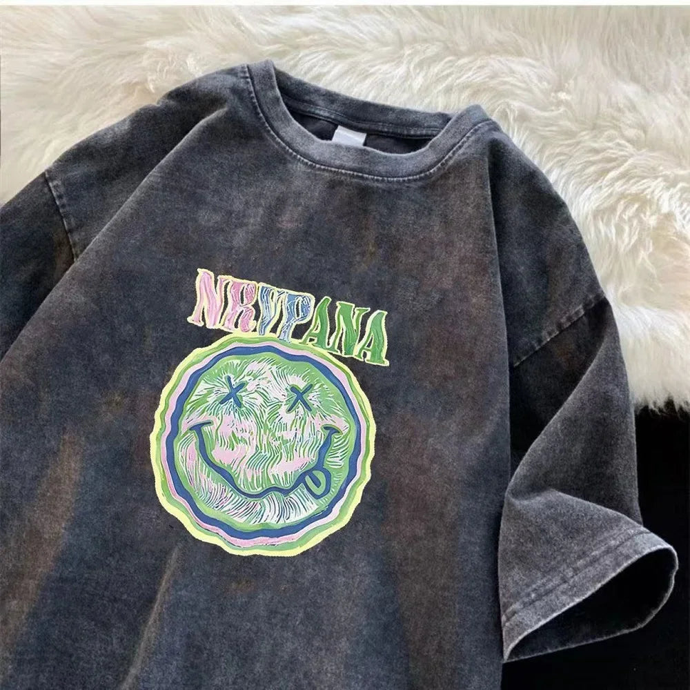 Men's Cartoon Print Summer T-Shirt Breathable Trendy Graphic