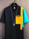 Mens Oversized T Shirt Cooling Fabric Colorblock Summer Breathable