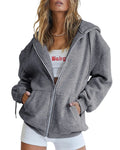 Autumn Winter Zipper Cardigan Hooded Sweatshirt Women