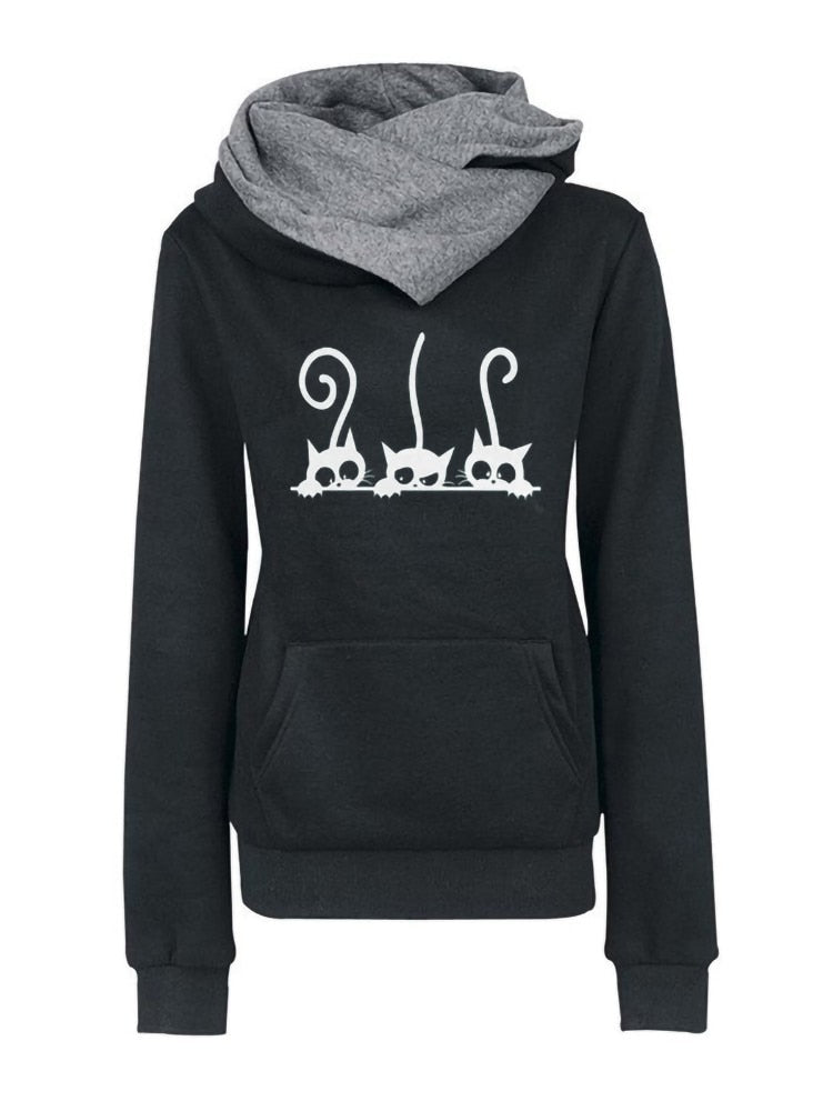 Frauen Hoodies Mode Katze Pullover Vintage