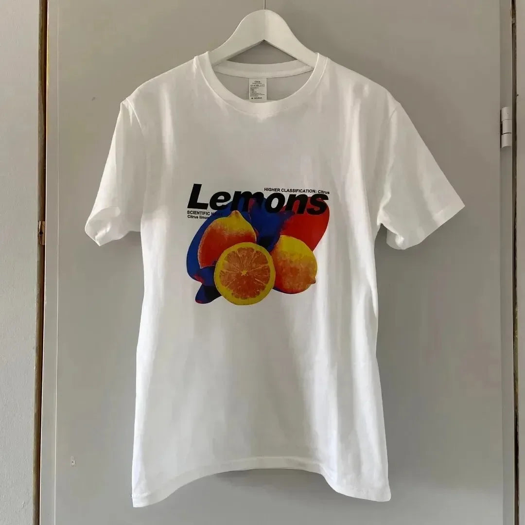 Y2K Graphic Tee: Harajuku Gothic Lemon Print Oversized T-Shirt