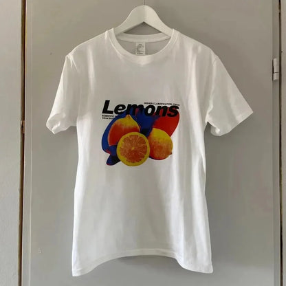 Y2K Graphic Tee: Harajuku Gothic Lemon Print Oversized T-Shirt