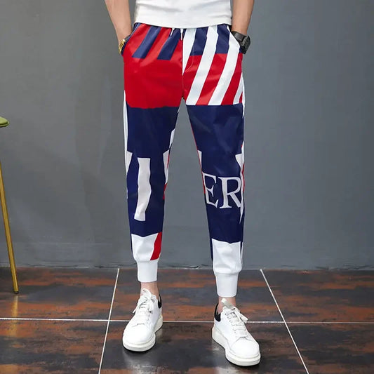 Men's Slim Fit Polyester Casual Pants Big Size Designer Fashion Trousers