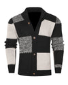 Mens Plaid Cardigan Sweater Colorblock Knit Jacket Fall Winter