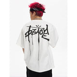 2024 niche oversize letter graffiti loose short-sleeved