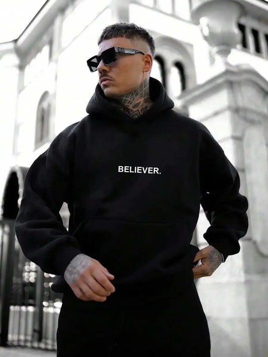 Believer Motivational Graphic Print Hoodie
