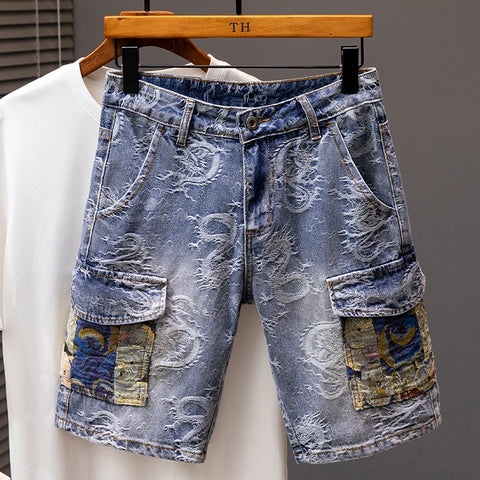 Printed Men's Clothing Denim Shorts Summer Fashion