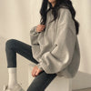 Oversized Half Zip Hoodie Women Solid Harajuku Pocket Sweatshirt