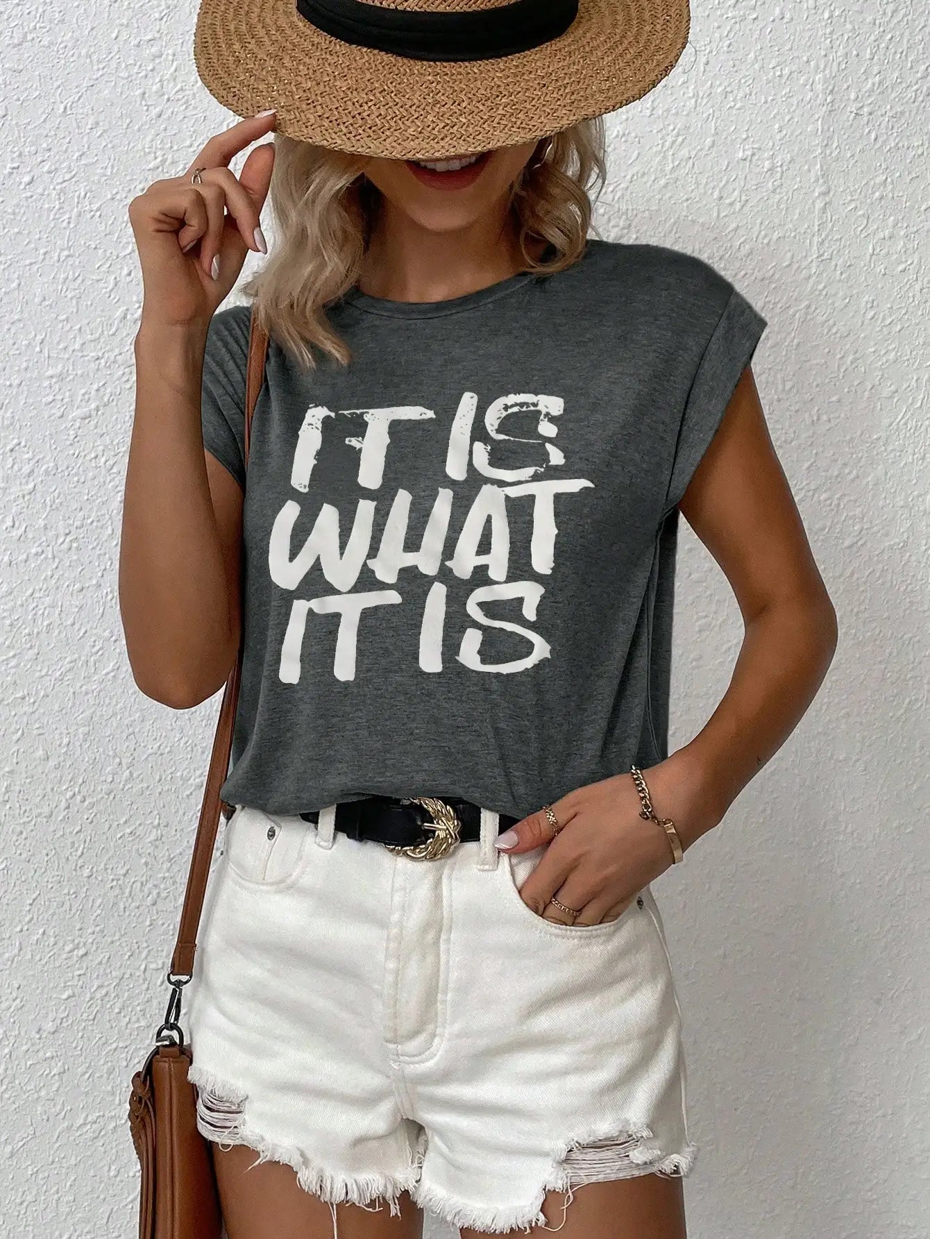 Elegant Women's T-Shirt Small Crew Neck Short Sleeve with Printed Letters