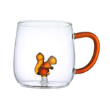 Glass Mug Cute Cartoon Animal Cup with Handle Coffee Milk Tea