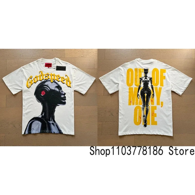 White Godspeed Tee Unisex Classic Holiday Scenery Print T-Shirt