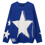 Men Big Star Sweater Loose Pullover Streetwear Tops