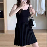 Sleeveless Knit Dress Women Camisole Dresses Summer Autumn Female Striped