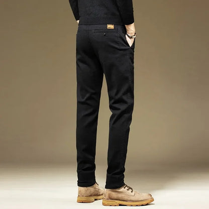 Mens Cotton Dress Pants Straight Fit Business Work Trousers Casual