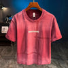 2026 Mens Ombre Washed Tshirt Retro Summer Casual Top