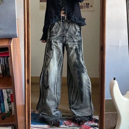 Y2K Grunge Baggy Jeans with Pockets for Women