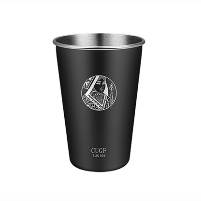 Poker Elk Black Stainless Steel Single Layer Cold Drink Cup Portable Mug