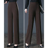Womens High Waist Pants Elastic Straight Leg Casual Trousers Pockets