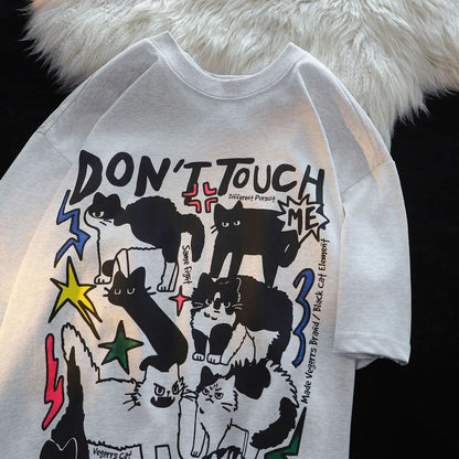 American Y2K Cat Casual Cotton T-shirt for Women