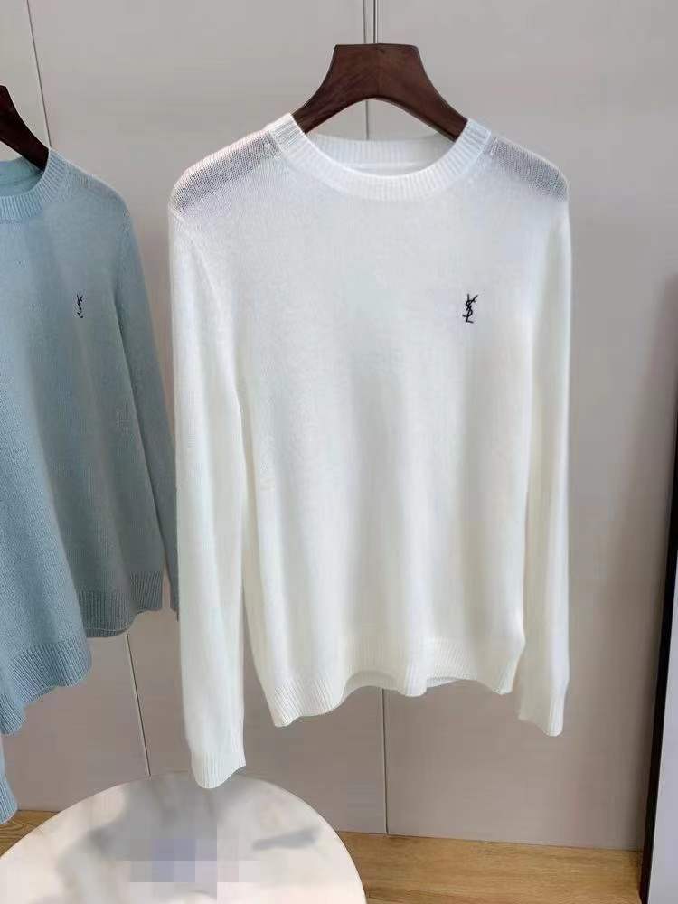 Spring And Autumn Knitted Embroidery Pullover Round Neck V-Neck Long Sleeve Luxury - xinnzy