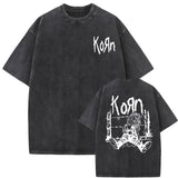 Ausgewaschenes Vintage-T-Shirt mit Grafik der Rockband Korn für Männer