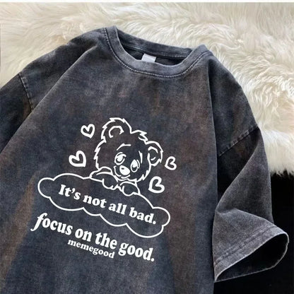 Men’s Retro Streetwear T-Shirt Vintage Washed Hip Hop Summer Tee