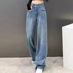 2024 Casual Frauen Jeans Mädchen Hohe Taille Vielseitig Breite Bein Hosen