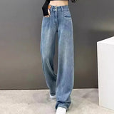 2024 Casual Frauen Jeans Mädchen Hohe Taille Vielseitig Breite Bein Hosen